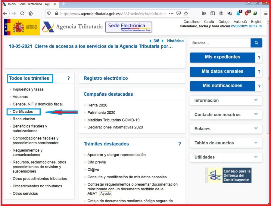 Certificado Digital de Hacienda