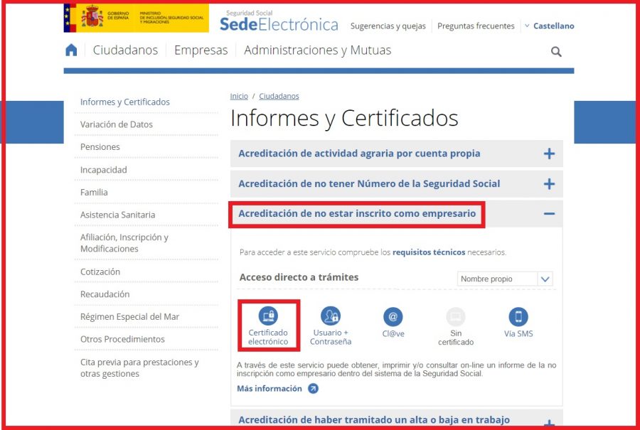Certificado Digital de la Seguridad Social